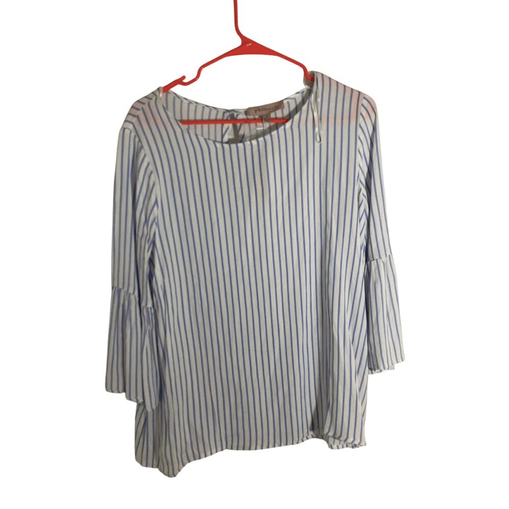 NWT Anthropologie Philosophy Sheer Striped Sailor Blouse - Picture 4 of 7